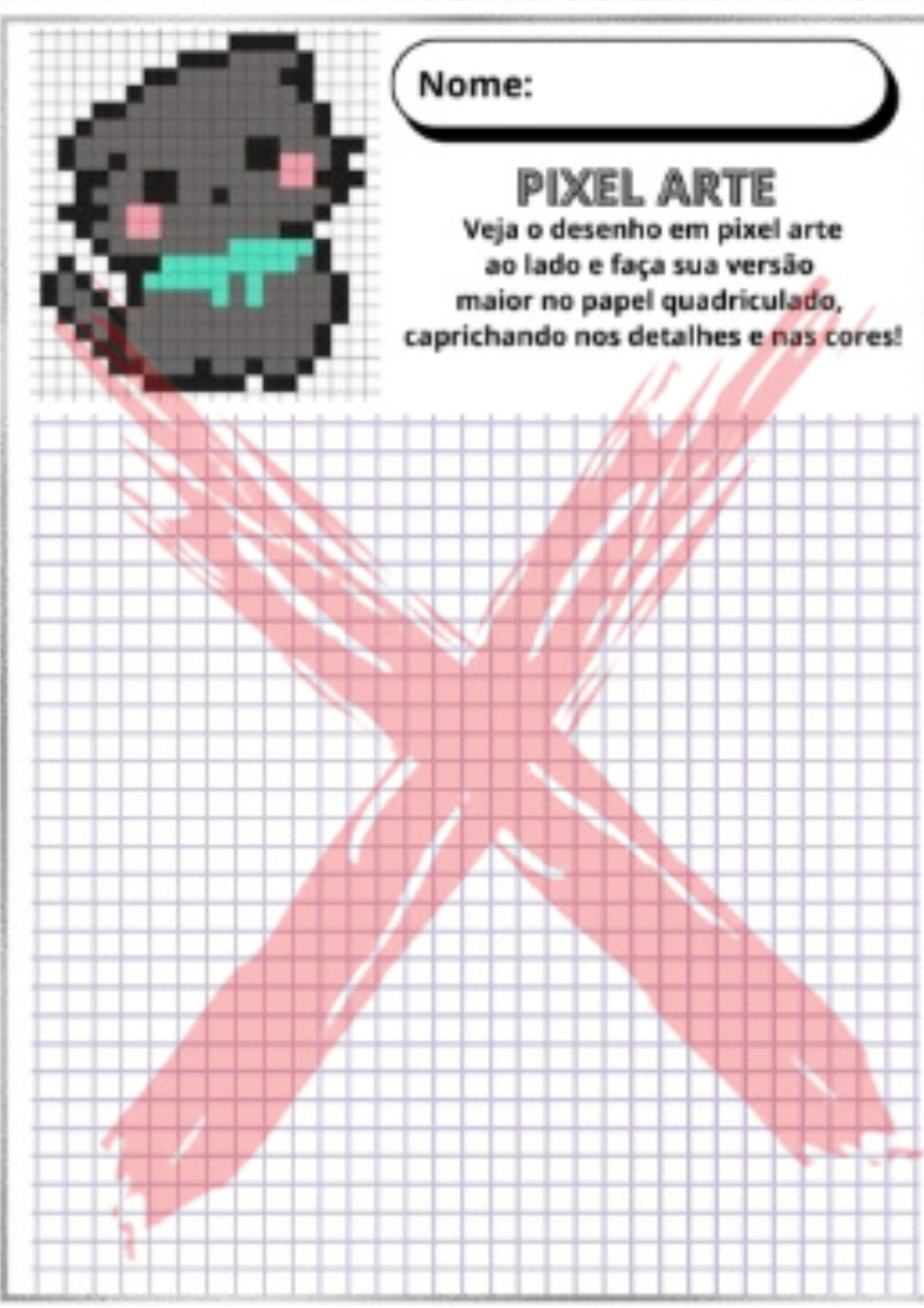 Exemplo A4 de copiar no quadriculado 3