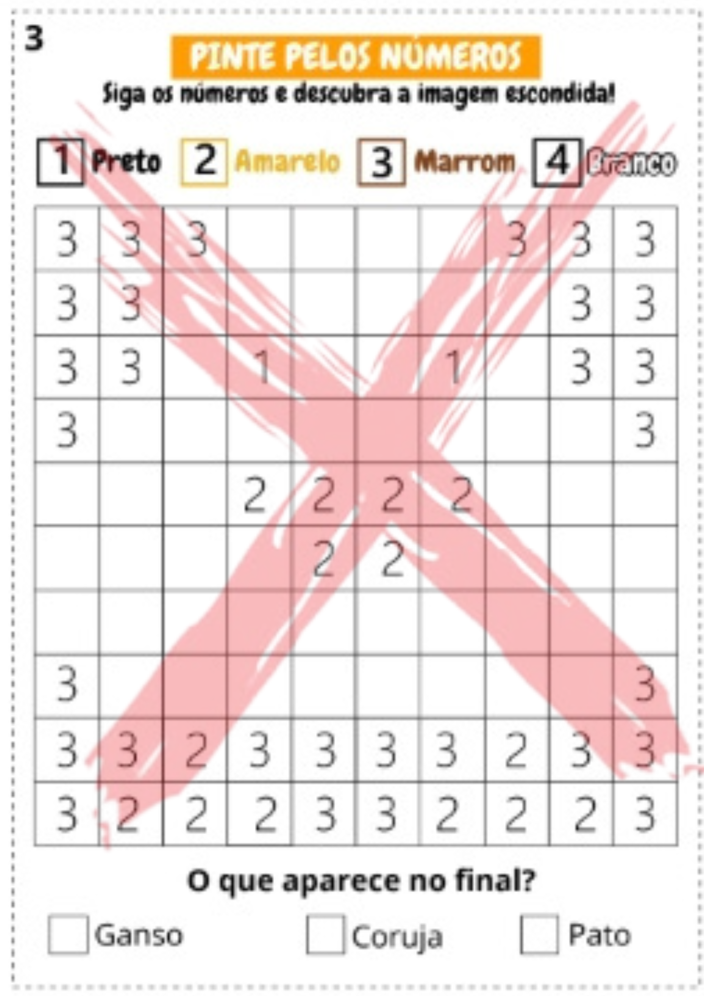 Exemplo A4 de pintar pelos números 1