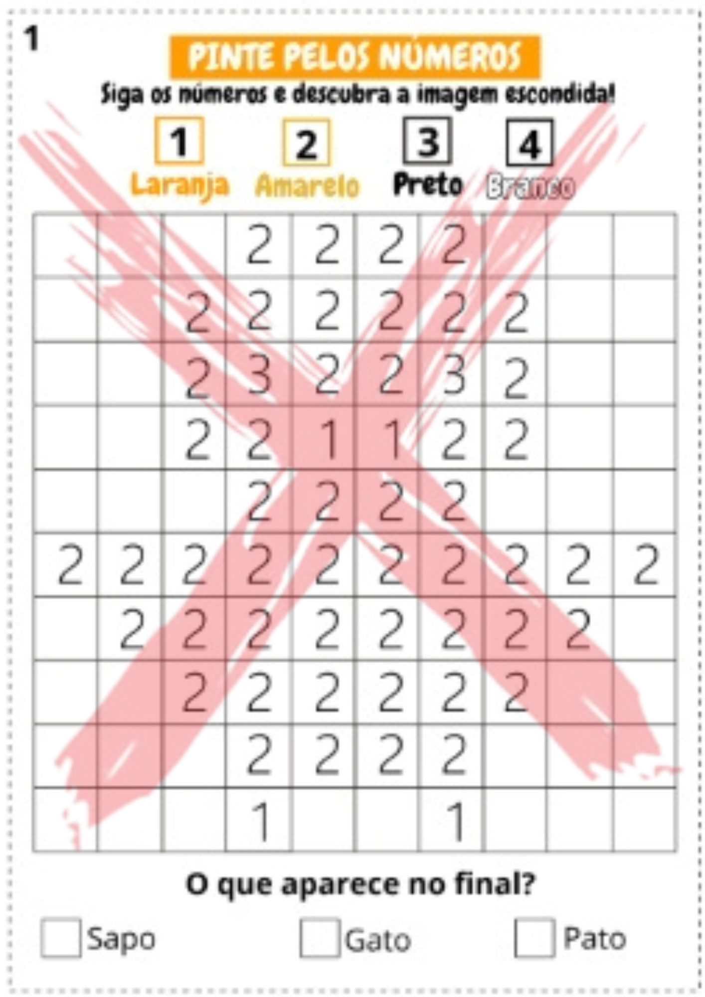 Exemplo A4 de pintar pelos números 3